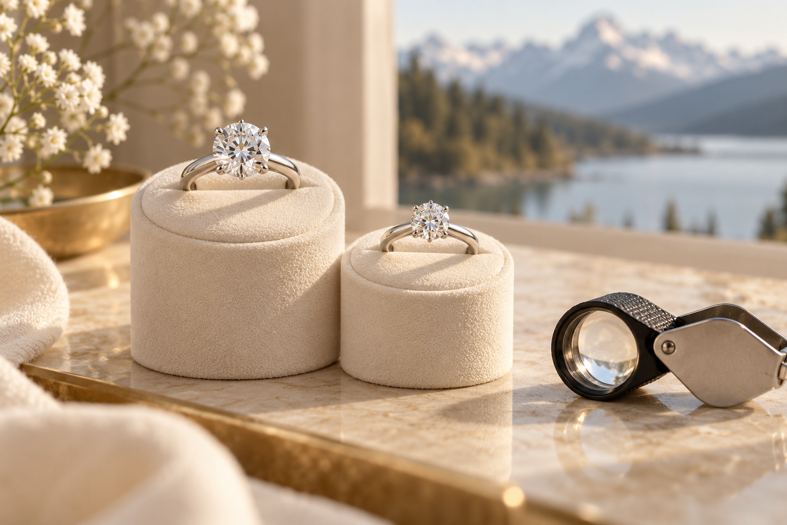 Illustration of diamond rings for a price comparison