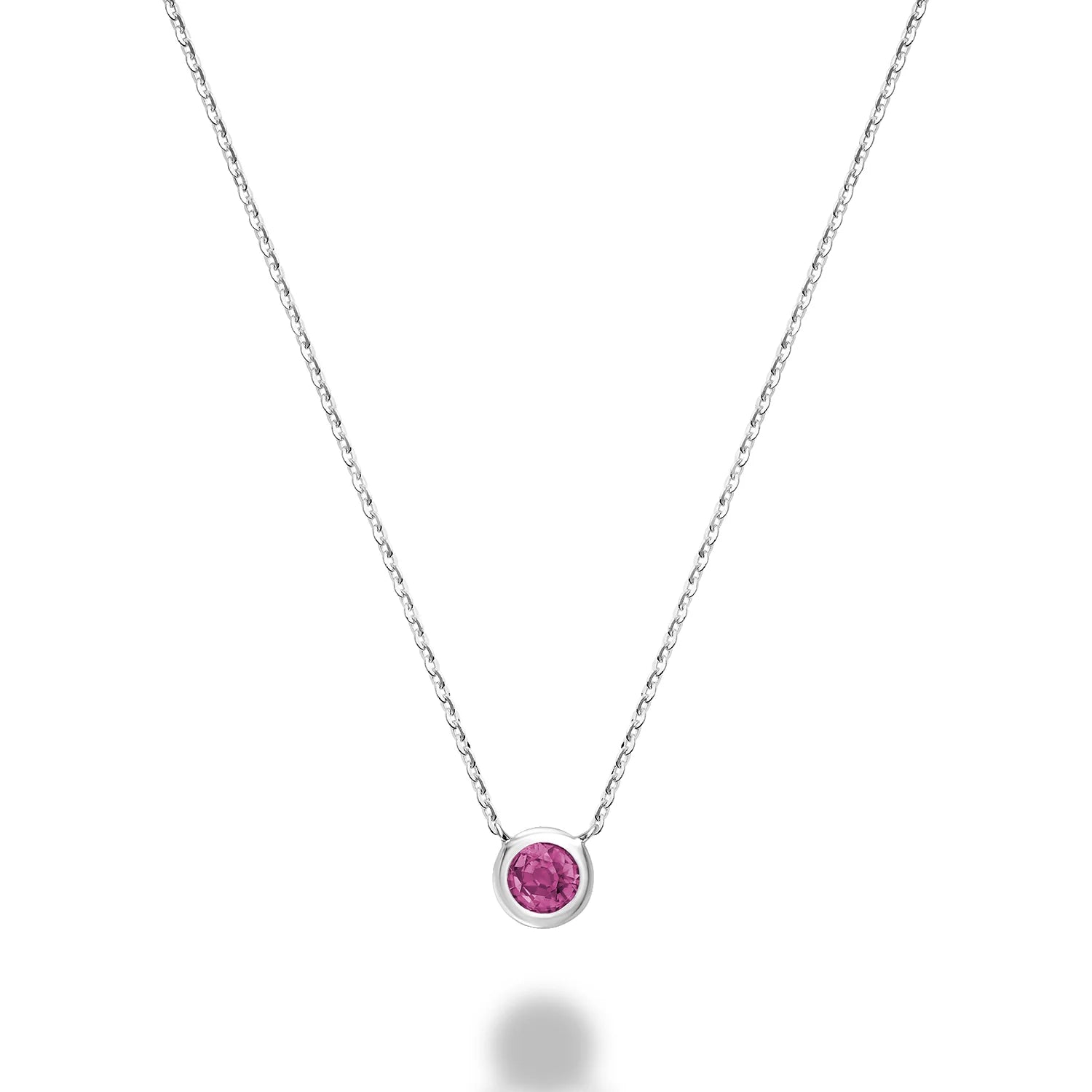 Bezel Precious Stone Gold Necklace ( 5 Colors Available )