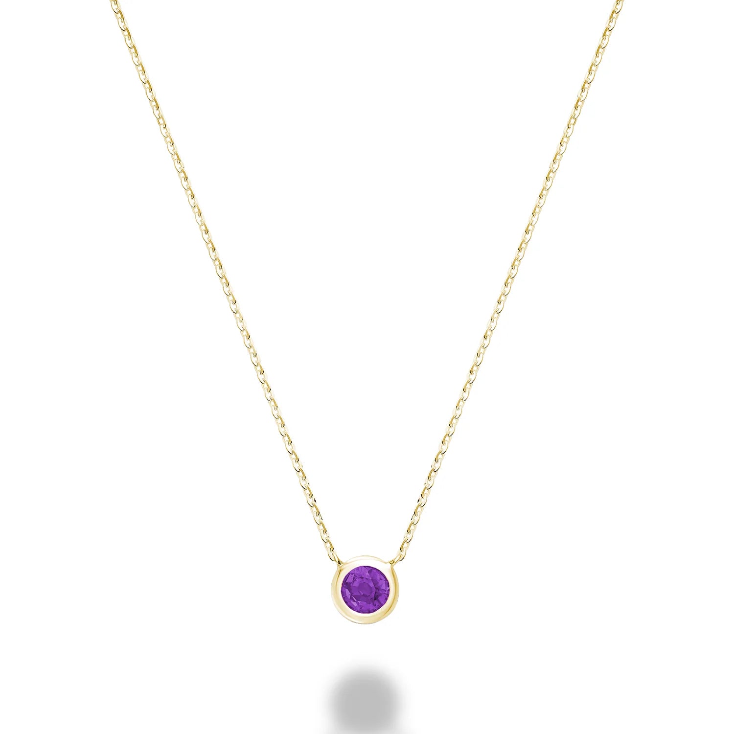 Bezel Precious Stone Gold Necklace ( 5 Colors Available )