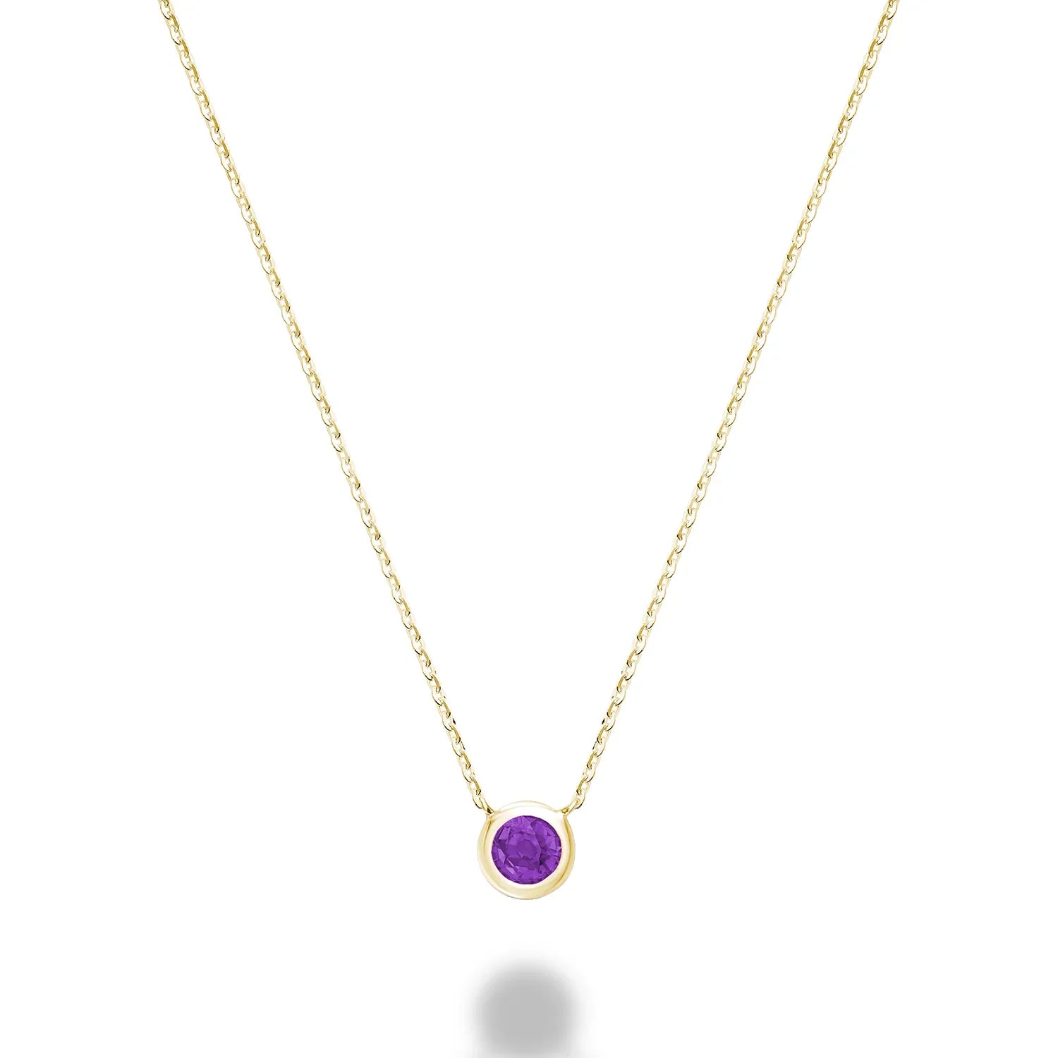 Bezel Precious Stone Gold Necklace ( 5 Colors Available )