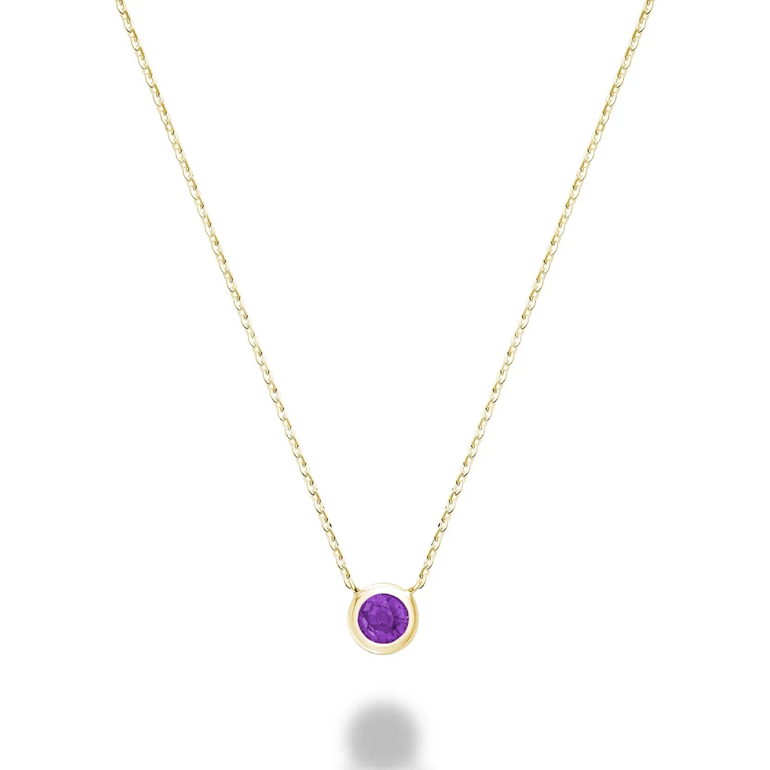 Bezel Precious Stone Gold Necklace ( 5 Colors Available )