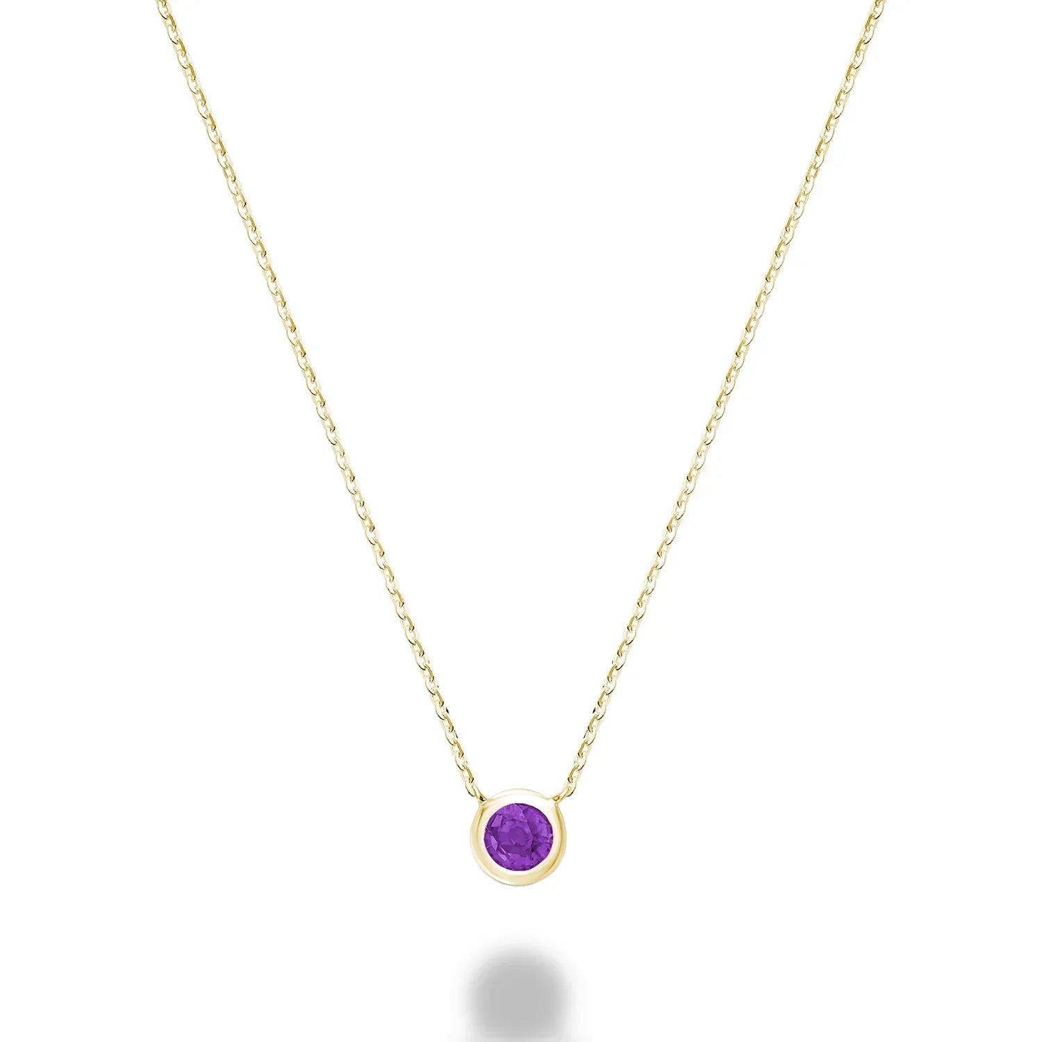 Bezel Precious Stone Gold Necklace ( 5 Colors Available )