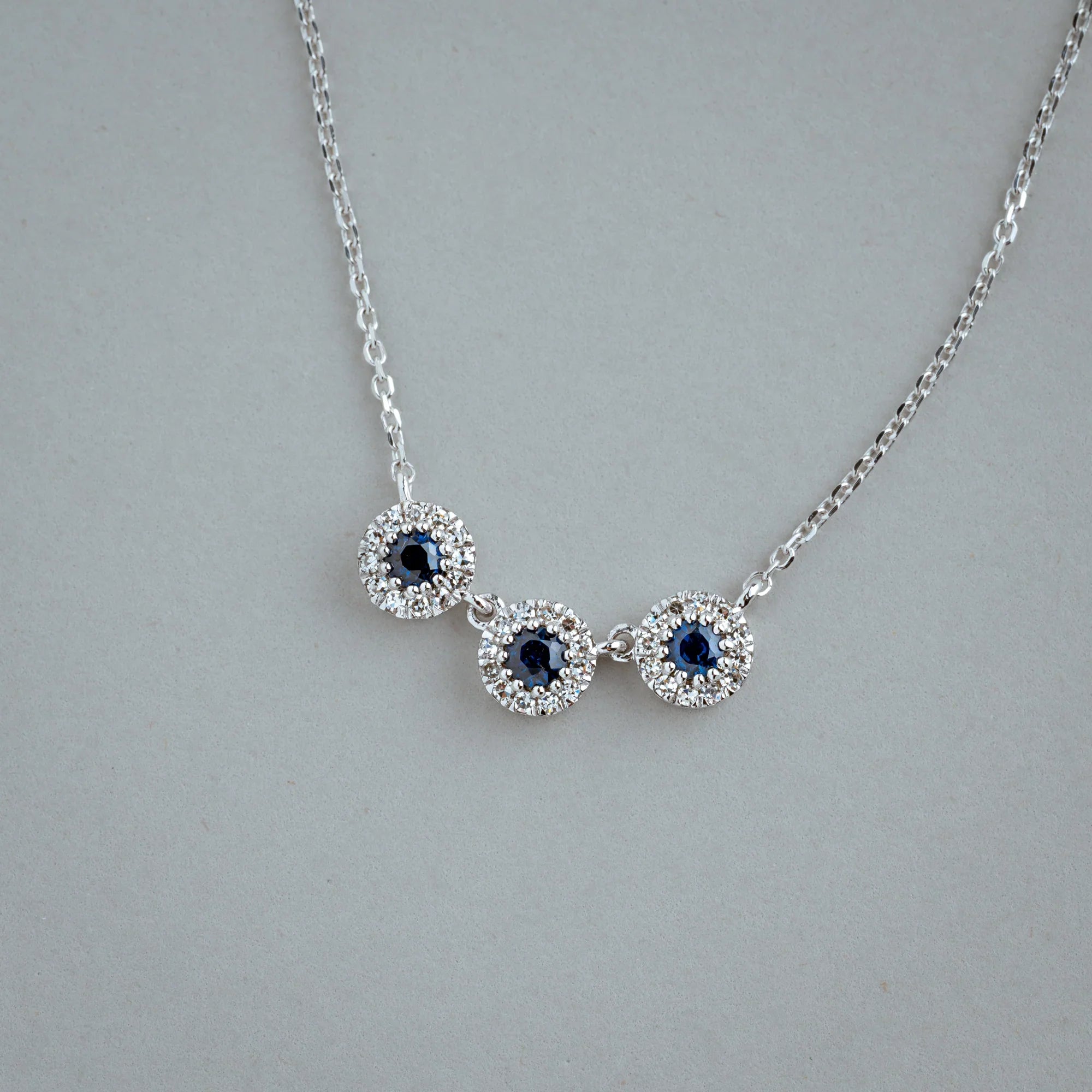 Martini Cup Halo Diamond & Precious Stone Necklace