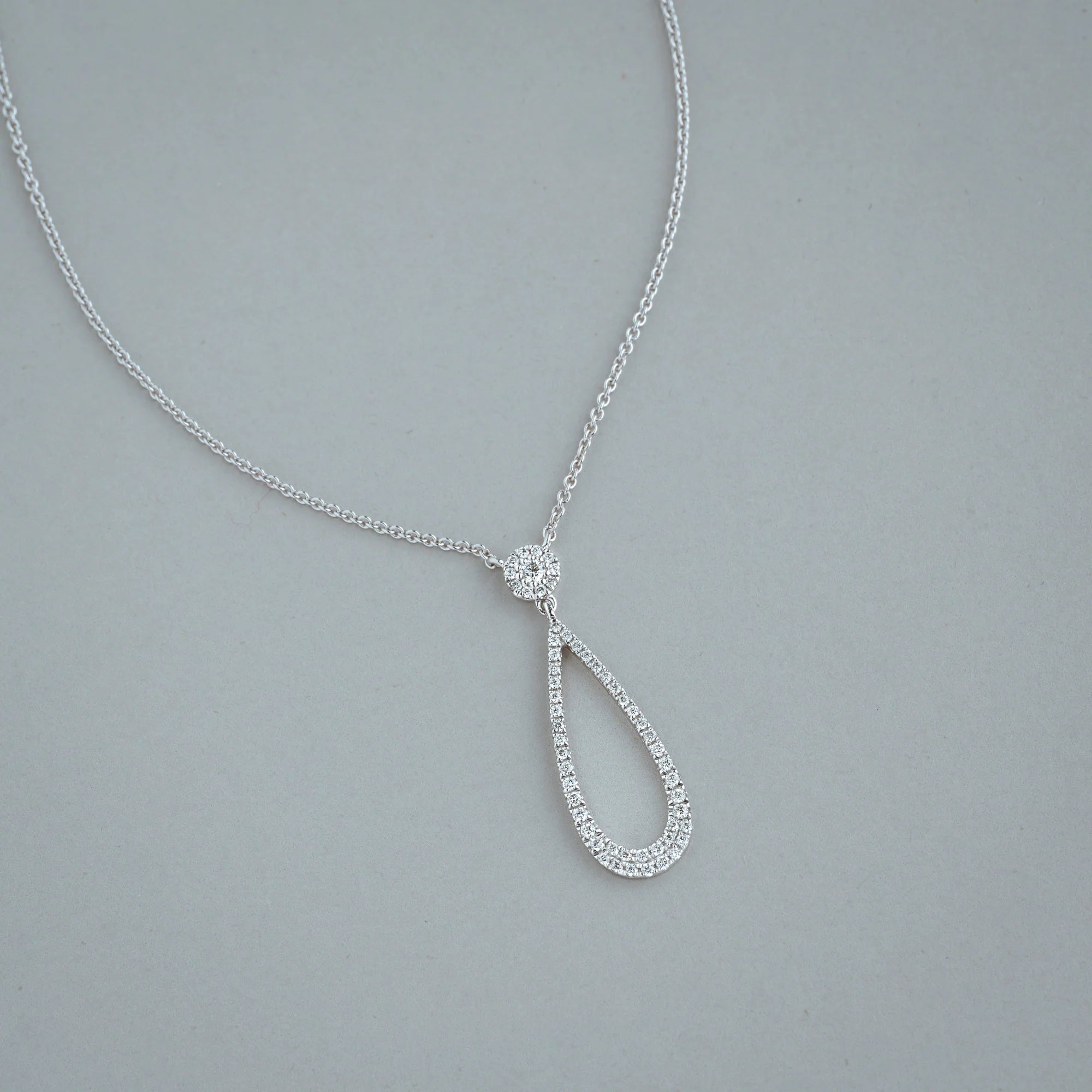"La Goccia" Halo Diamond Necklace