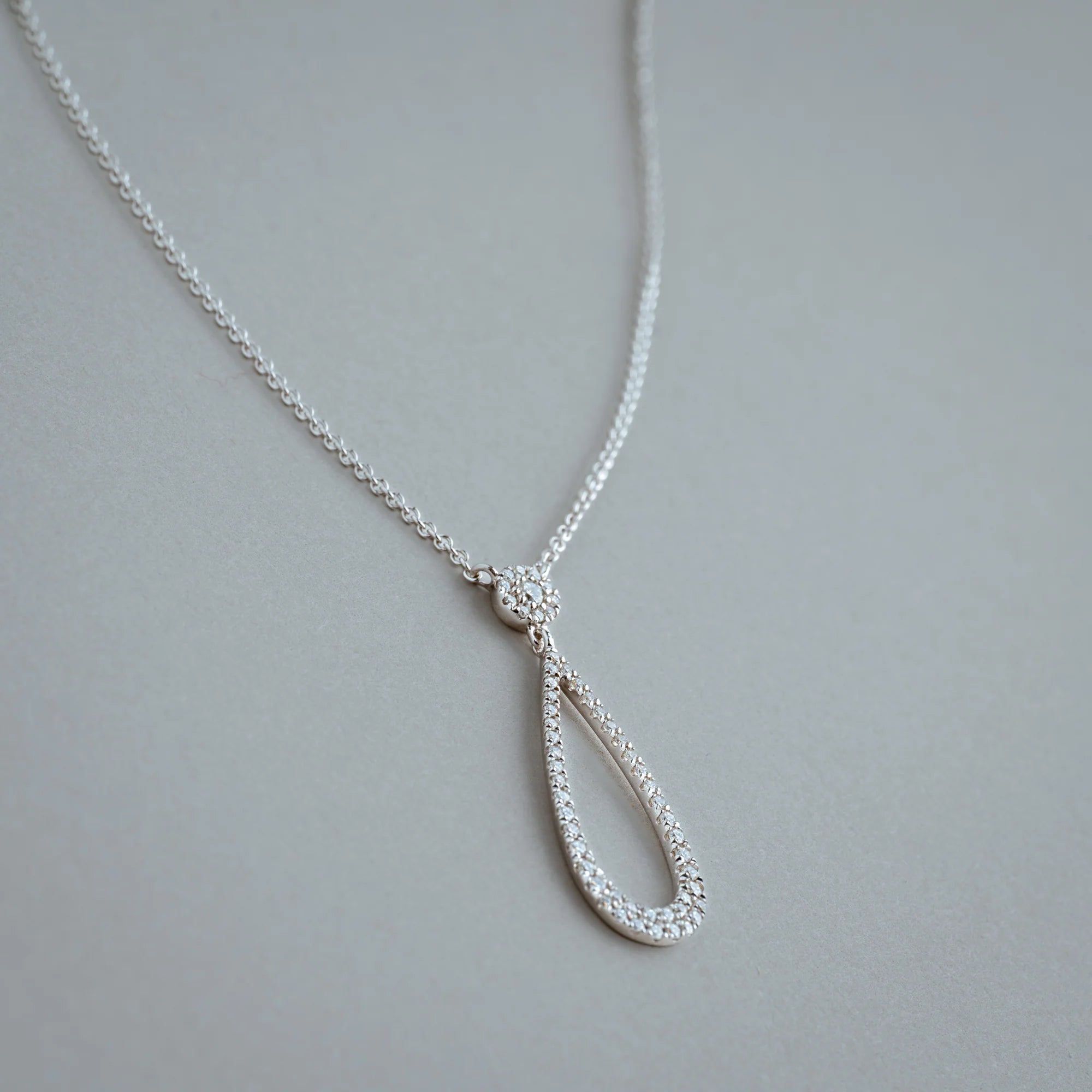 "La Goccia" Halo Diamond Necklace