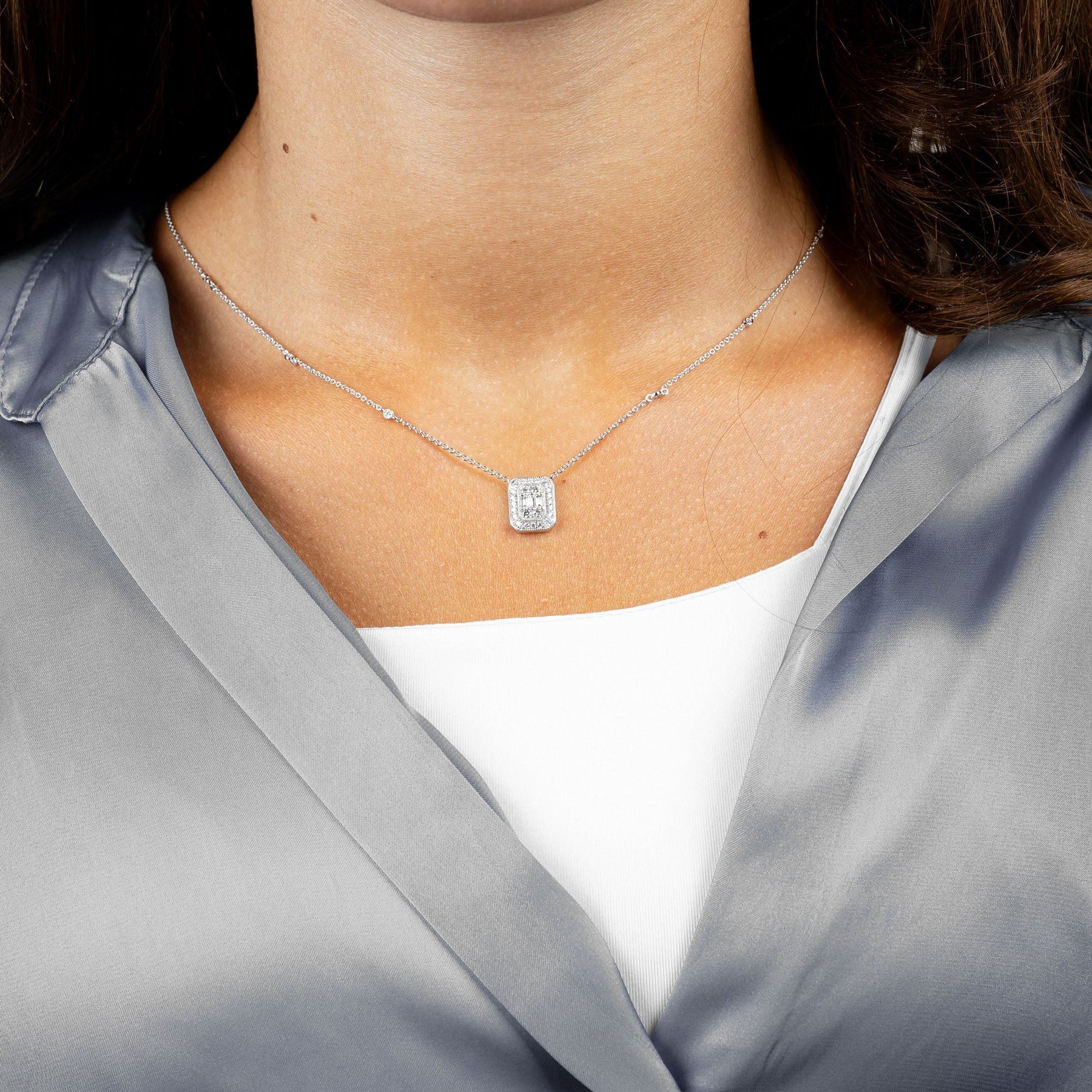 "Dreamweave" Emerald Cut Illusion Diamond Necklace