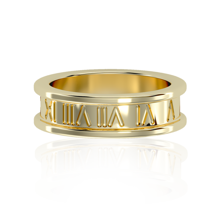 Roman Numeral Eleganct Wedding Band