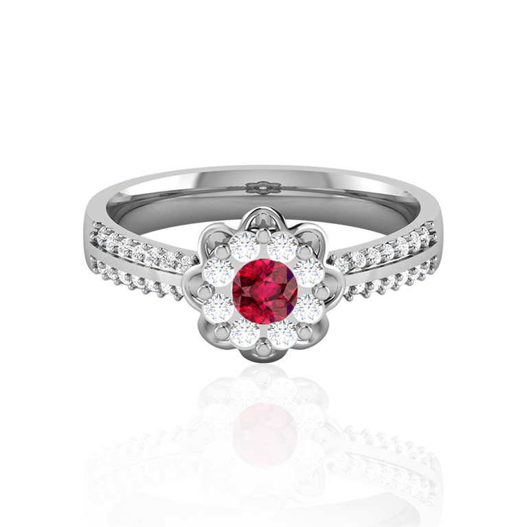 "Mystique Petal" White Gold Ruby Ring