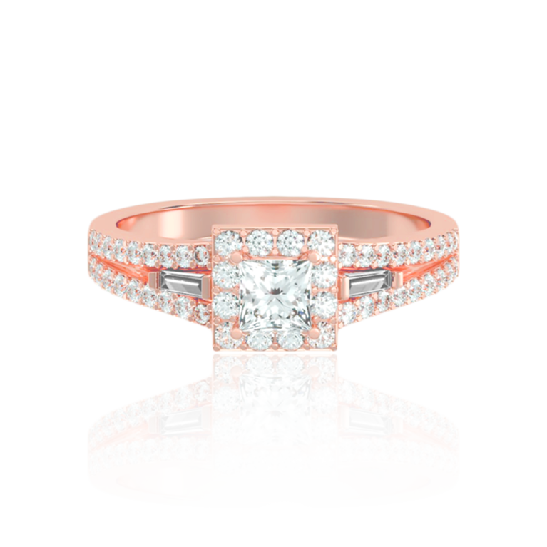 Natural Diamond Shank Halo Ring ( 1 Ct. Wt. )