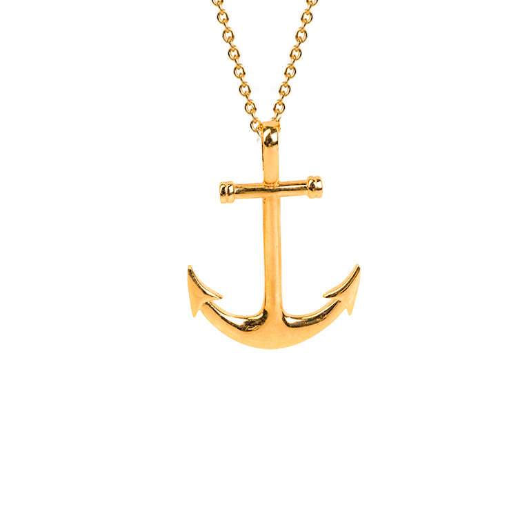 10k Anchor Pendant With Diamond Cut