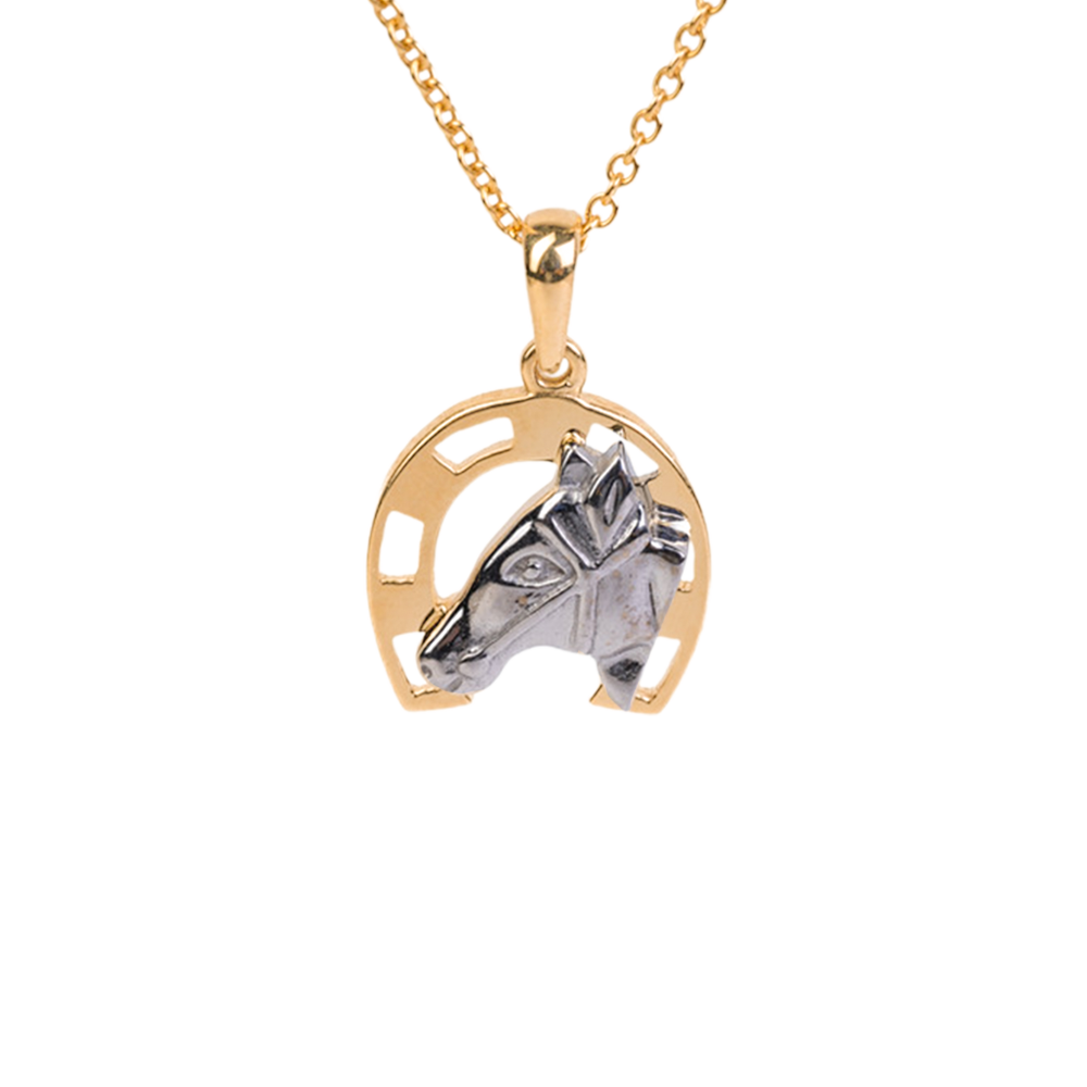 10k Gold 2-Tone Horseshoe Pendant