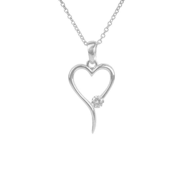 10k Gold White CZ Drop Heart