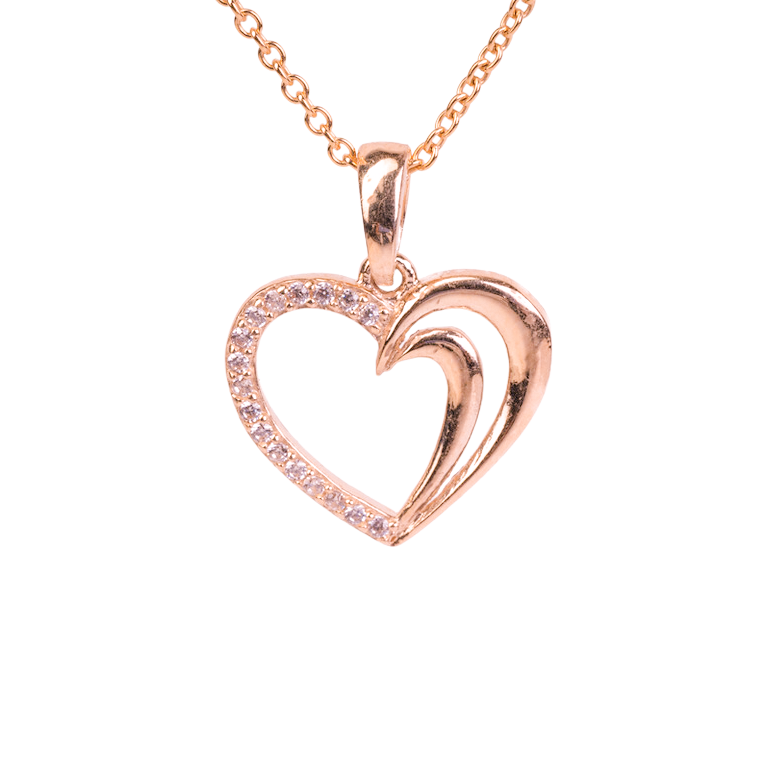 10k Rose Gold Heart With CZ Accent