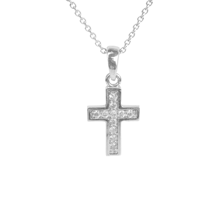 10k White Gold Cross