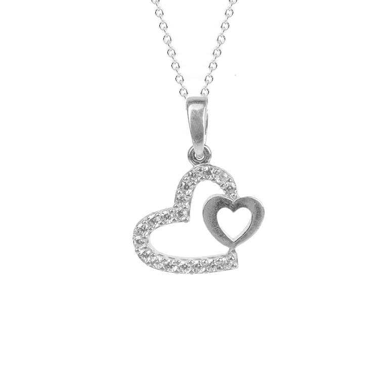 Double Heart CZ Pendant