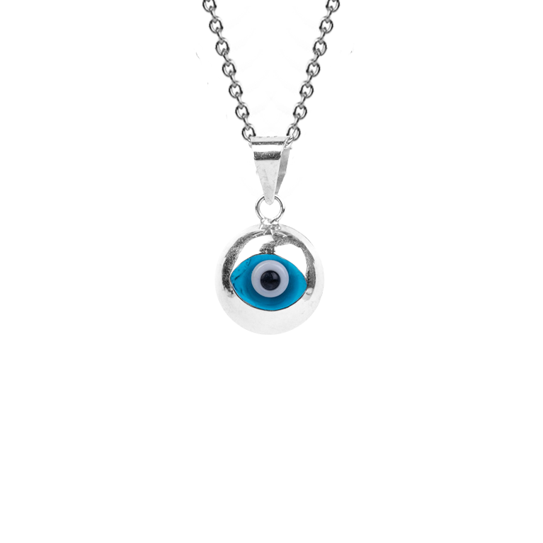 10k White Gold Evil Eye Pendant