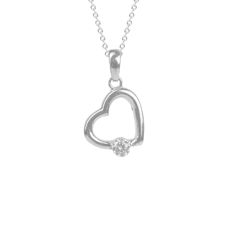 10k White Gold Heart with CZ