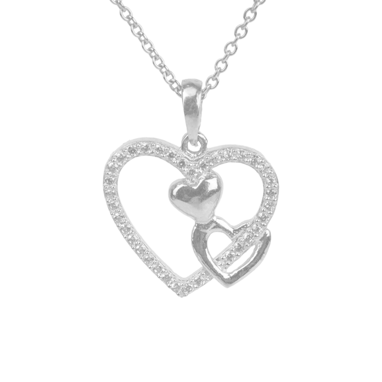 Triple Heart in 10k White Gold