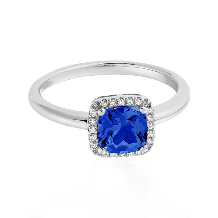 Semi Precious Stone & Diamond Halo Ring