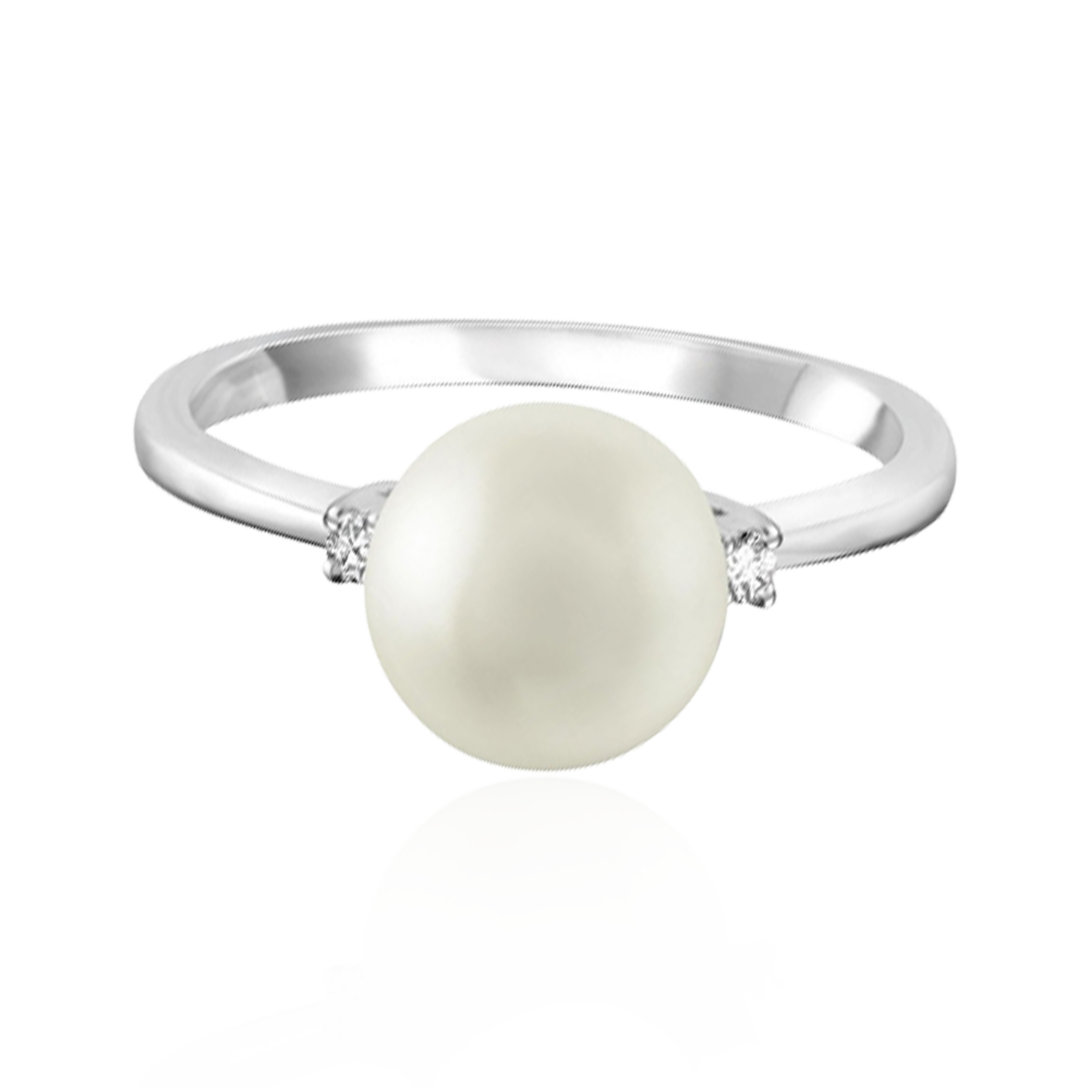 Pearl & Diamond Ring In Yellow & White Gold