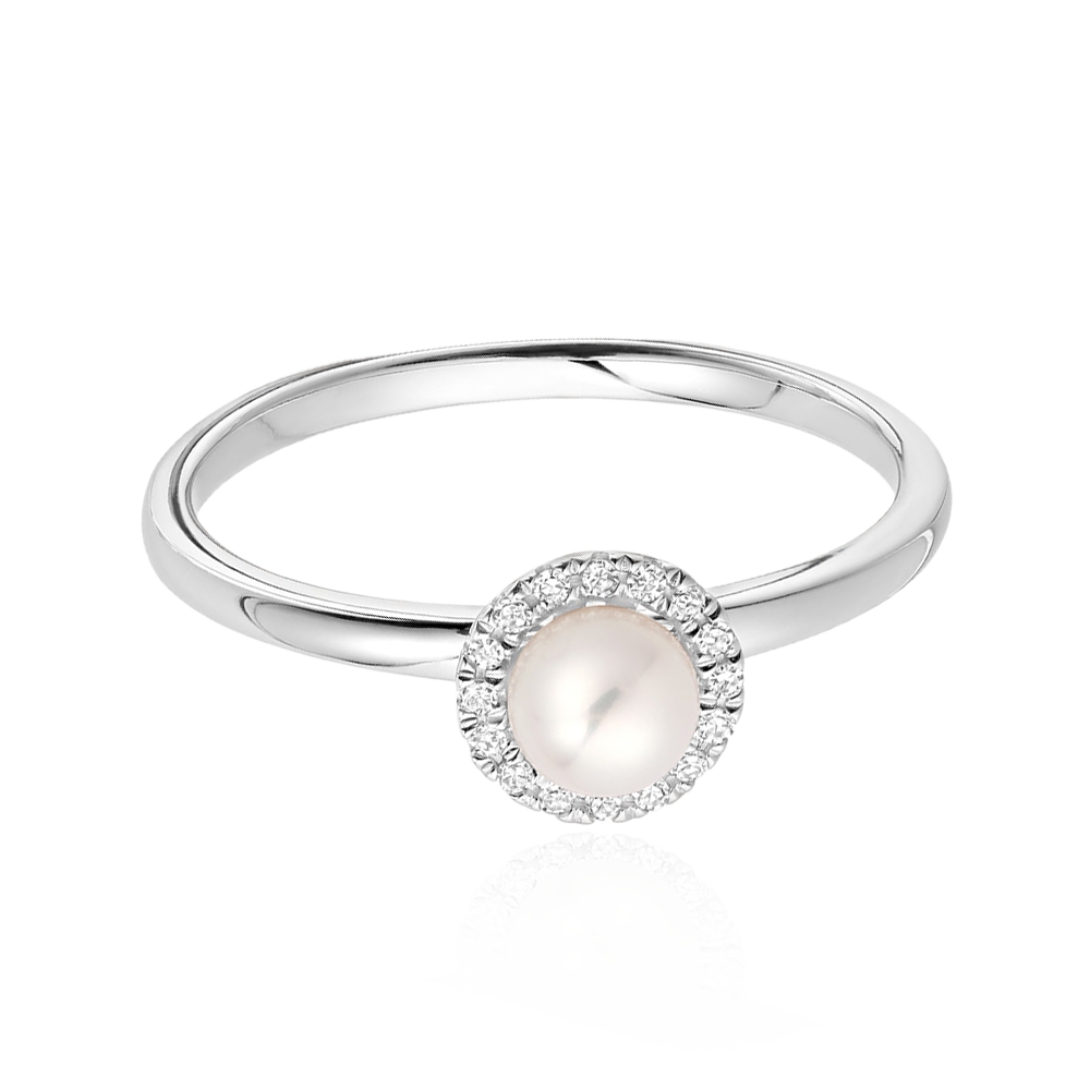 Freshwater Pearl & Diamond Ring