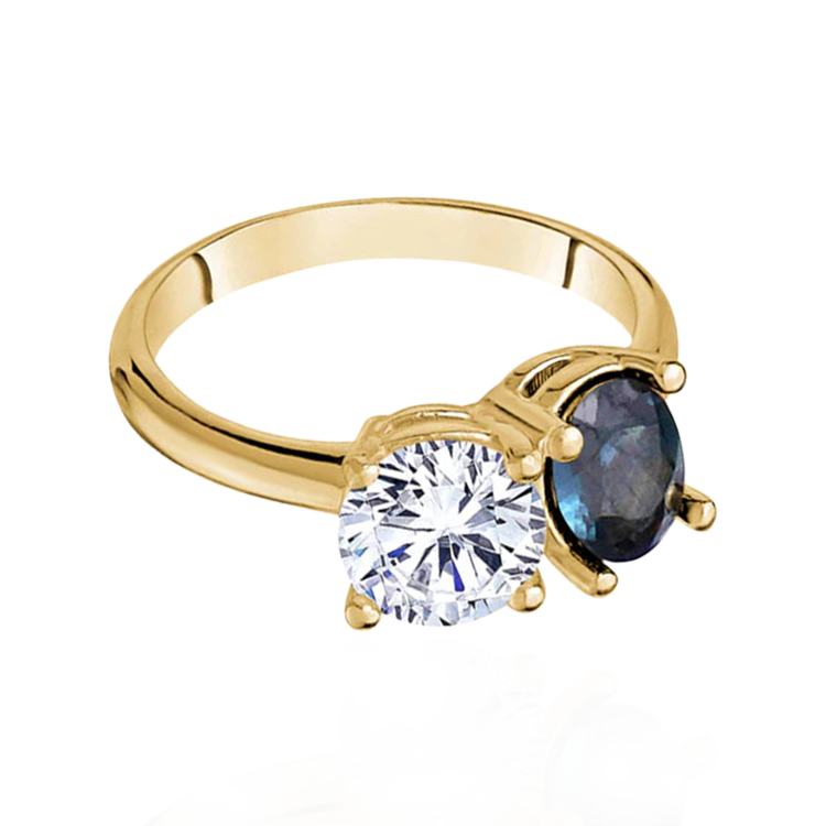 "Toi Et Moi" Blue Sapphire & White Topaz