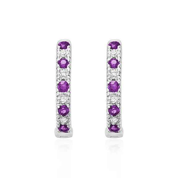 Precious Stone & Diamond Huggie Earrings (5 Colors Available)