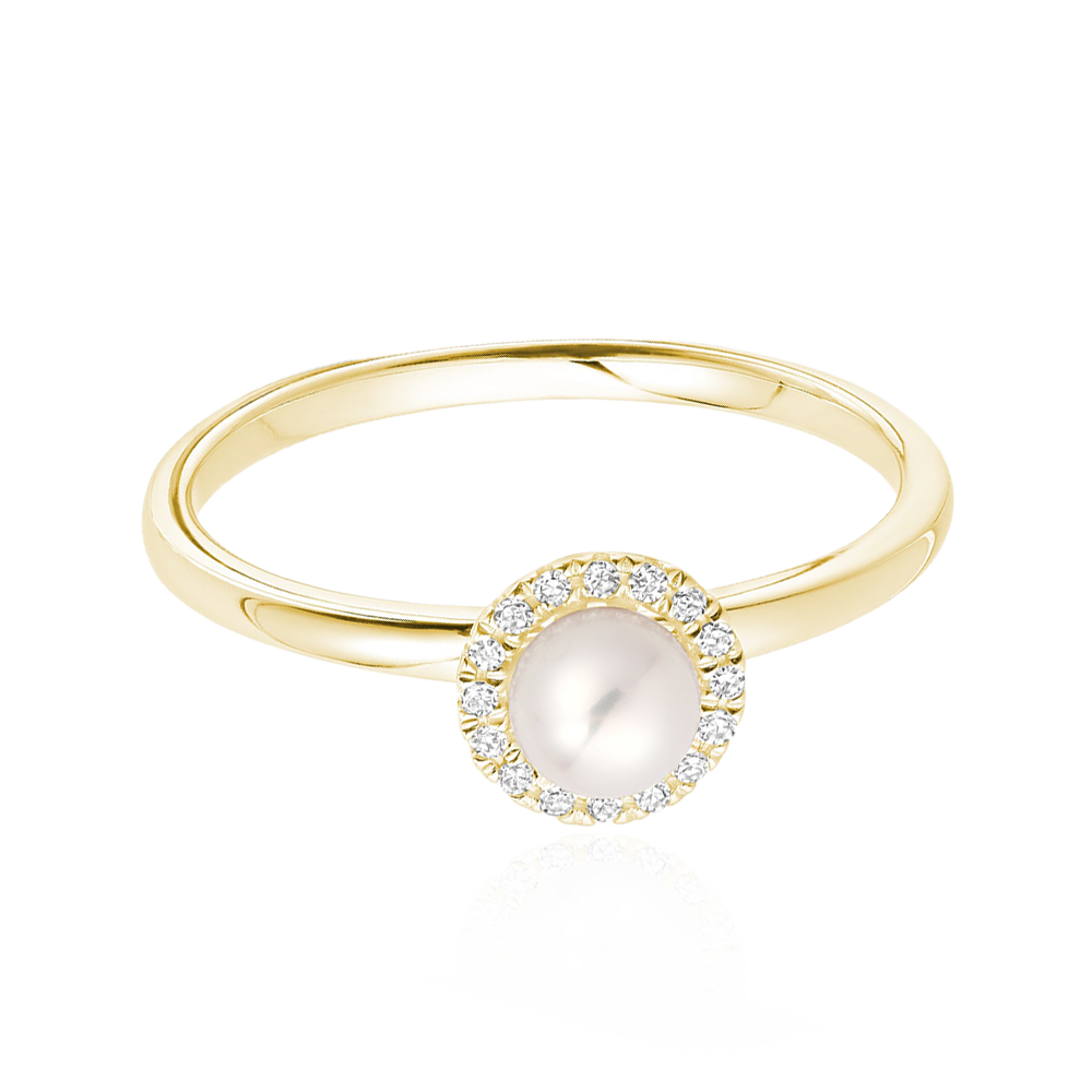 Freshwater Pearl & Diamond Ring