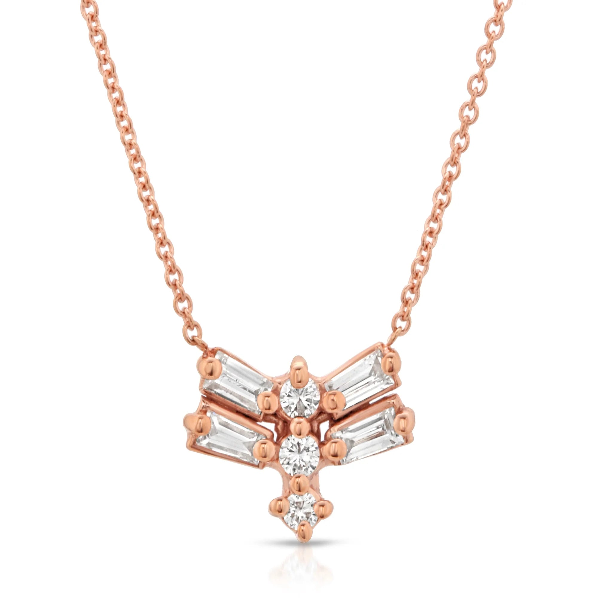 “Papillon géométrique” 14-karat gold butterfly necklace with diamonds