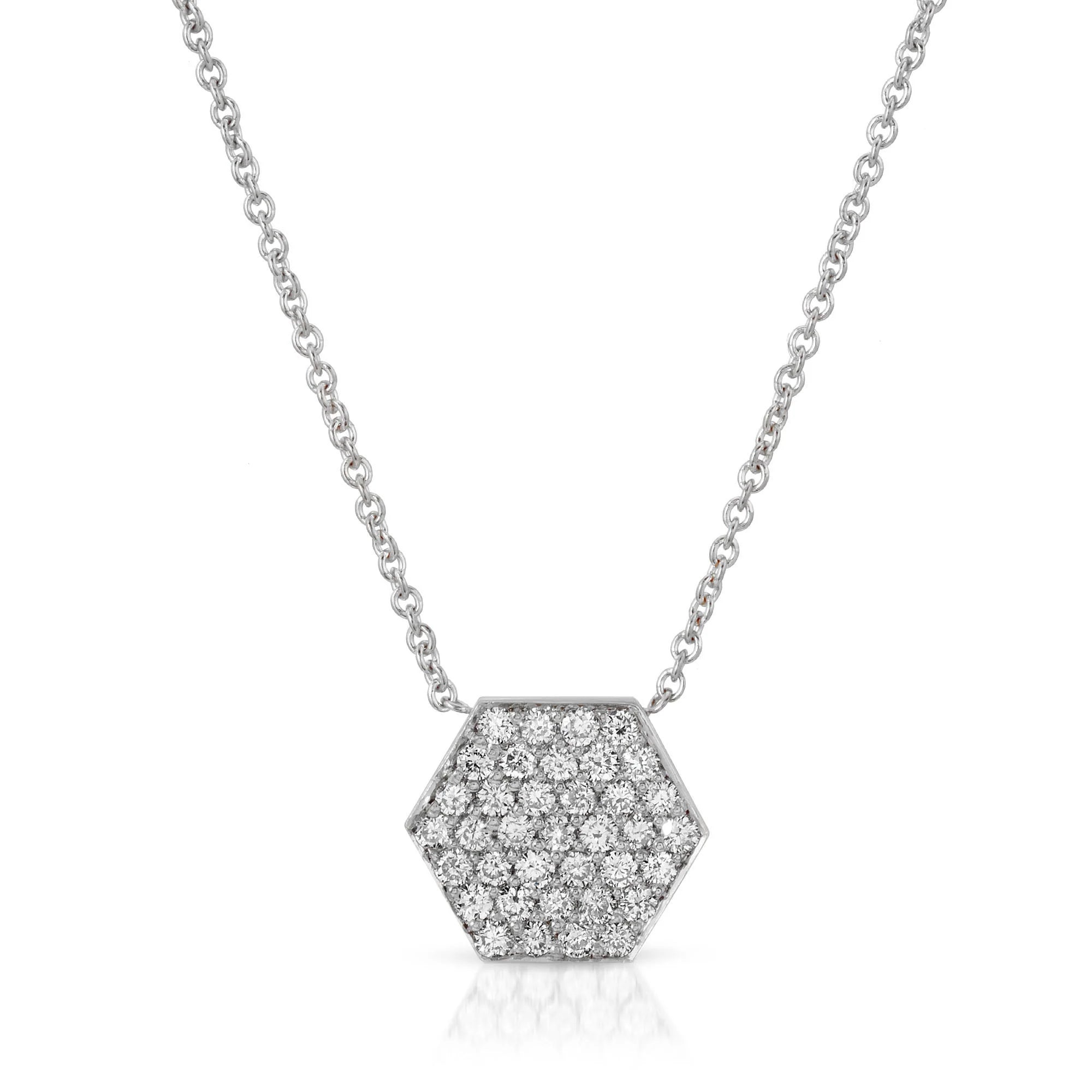 “Delphine” 14-karat gold hexagon necklace with diamonds