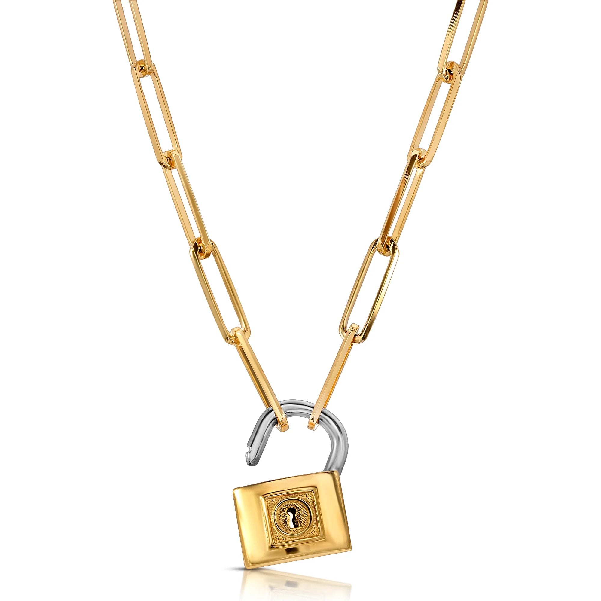 “Love Lock” 14-karat gold lock necklace