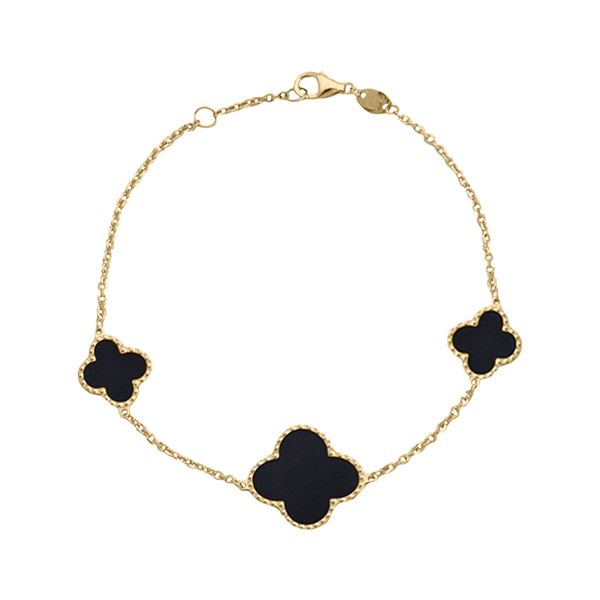 Black Onyx Triple Clover Bracelet