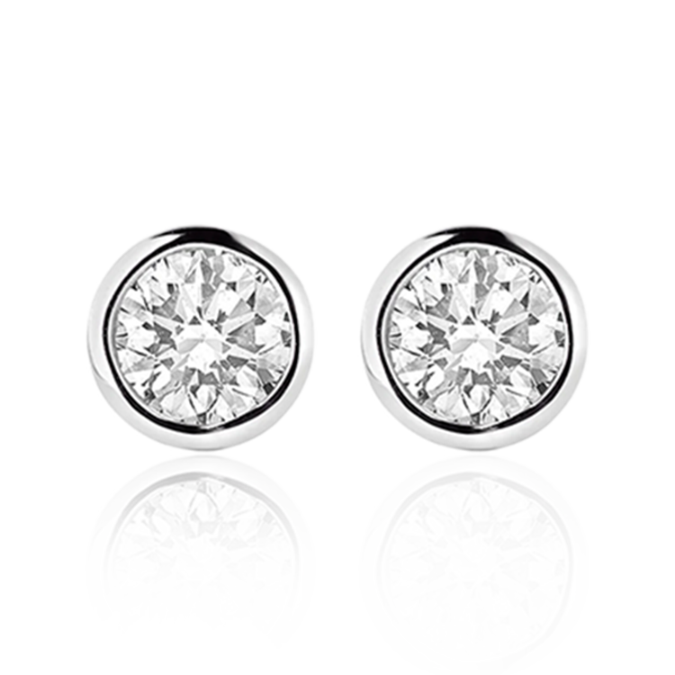 Bezel Diamond Stud Earrings. ( From 0.20 to 4 Ct. Tw. )