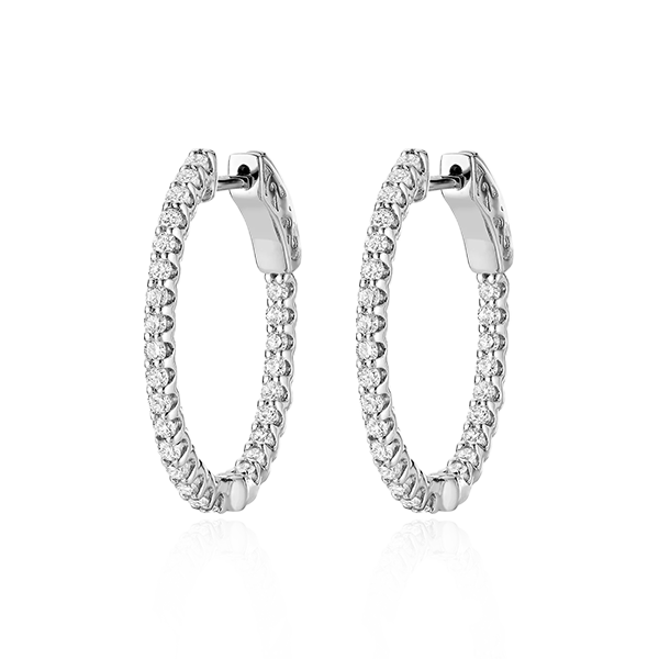 Oval Diamond Hoop Earrings ( 0.90 Ct. Tw. ) In Yellow Gold