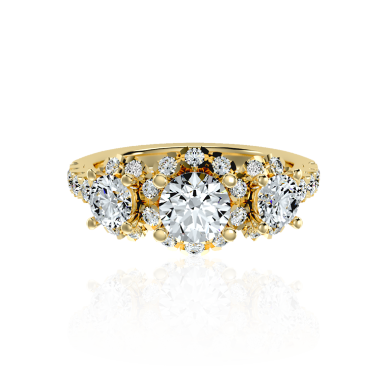 Luxury Trilogy Diamond Ring In Yellow Gold