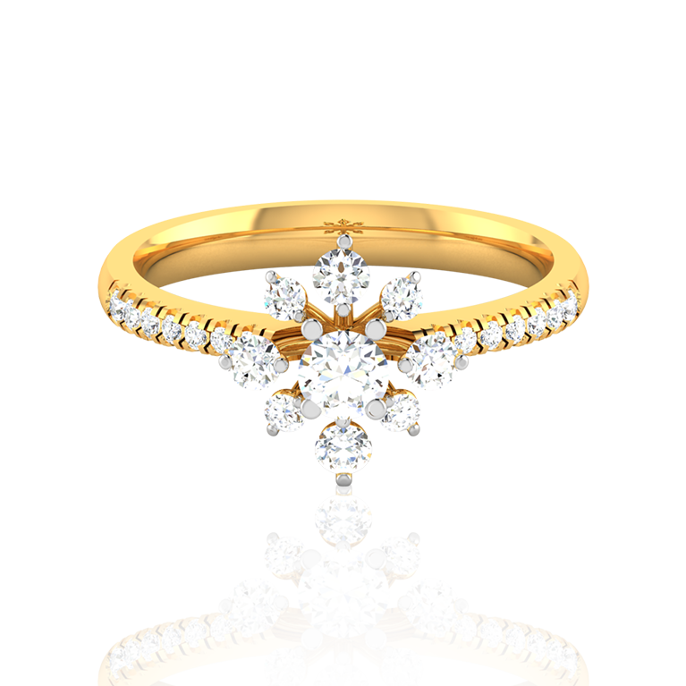 Diamond Bloom Ring In Yellow Gold