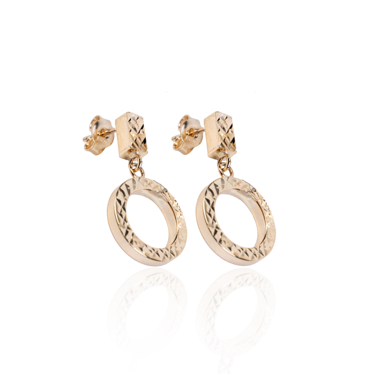 Elegant Gold Dimond Cut Earrings