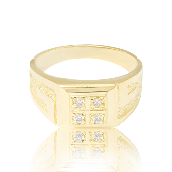 4 CZ Stone Men's Gold ring