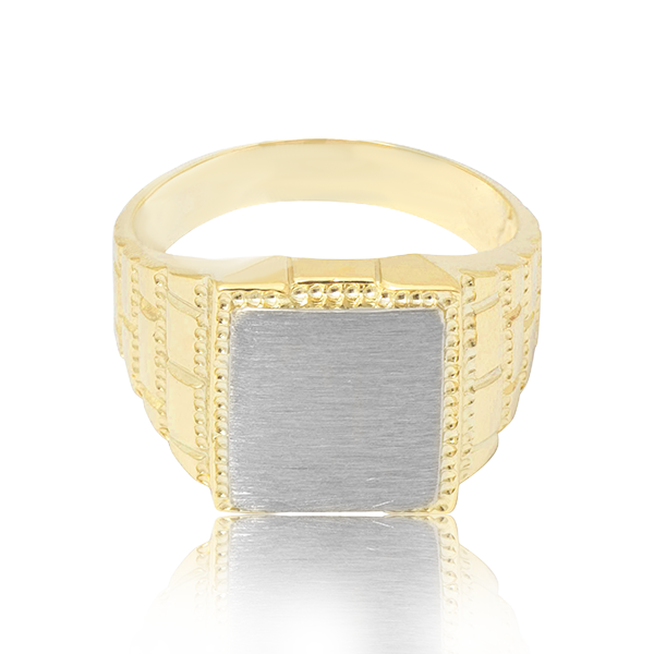 Man Millgrain Contour Ring In Yellow Gold