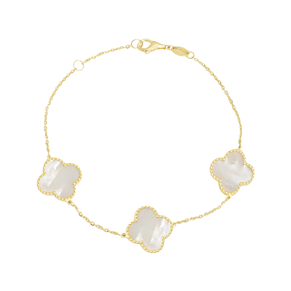 Triple Clover Mother of Pearl Bracelet