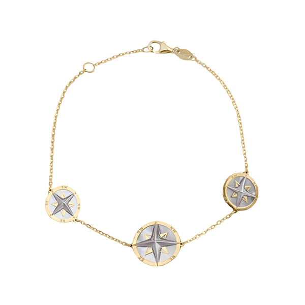 Mother of Pearl Triple Compass Bracelet