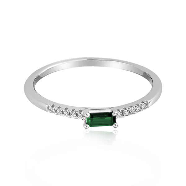 Emerald Cut Diamond Ring (Available In Blue Saphire & ruby)