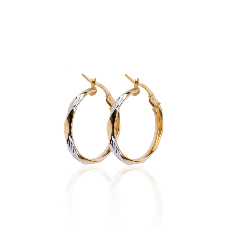 Elegant  2-Tone Gold Earrings 18mm