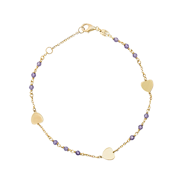 Purple Beaded Heart Bracelet