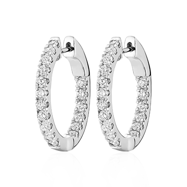 Diamond Hoop Earrings (0.98 Ct. Tw.) In White & Yellow Gold