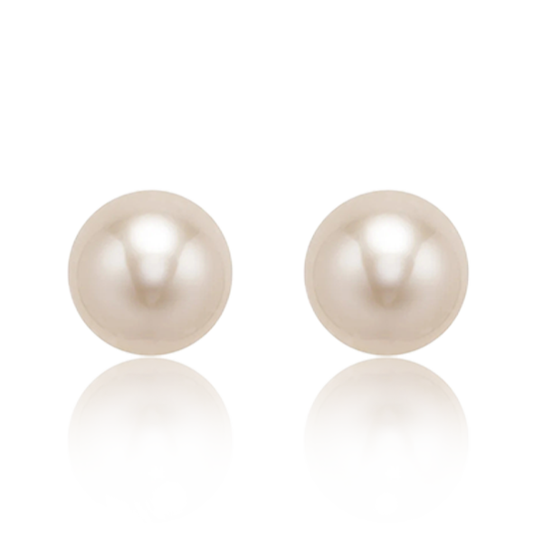 Pearl Stud Earrings In Yellow, White & Rose Gold