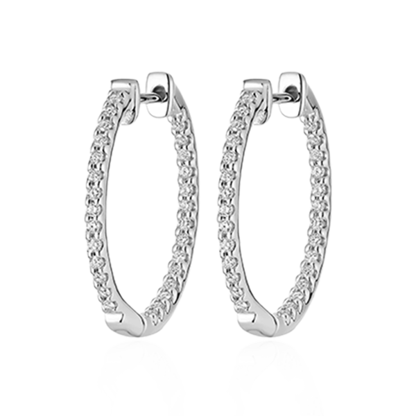 Diamond Hoop Earrings In White, Yellow & Rose Gold