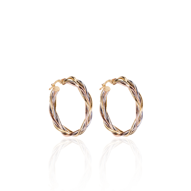 2-Tone Twist Hoop Earrings