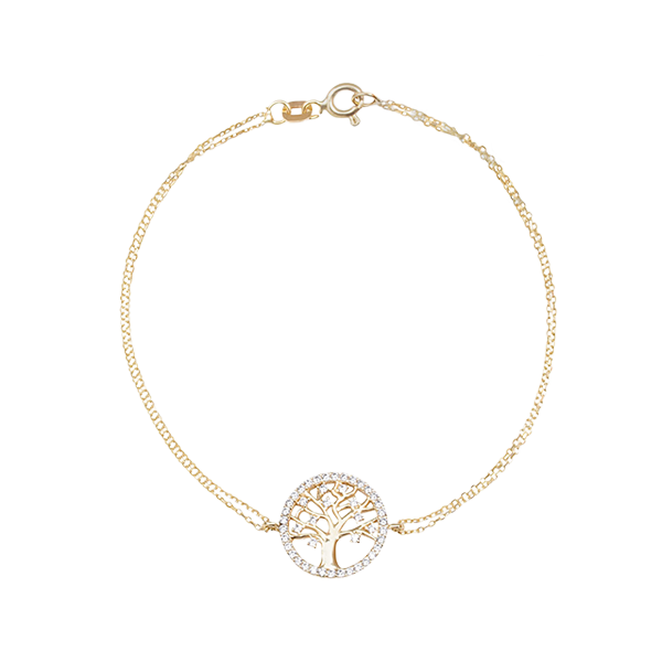 Tree of Life Gold & CZ Bracelet