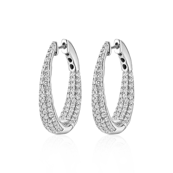 Pave Diamond Hoop Earrings (1.35 Ct. Tw.) In Yellow & White Gold